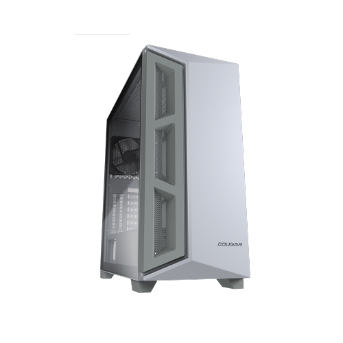 Boîtier d'ordinateur mi-tour ATX Cougar Dark Blader X5, panneau latéral en verre trempé, 1 ventilateurs noirs 120&nbsp;mm préinstallés, blanc