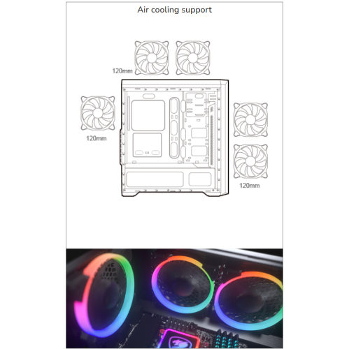 Cougar MX350 RGB Mid Tower ATX Computer Case, Tempered Glass Side Panel, 2x 120mm ARGB Fans Pre-Installed, Black