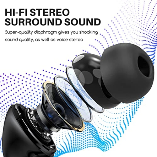 Wireless Earbuds Bluetooth Earbuds Touch Control in-Ear Stereo Audio Noise Cancelling with LED Charging Case Waterproof Earbuds for iPhone/Android