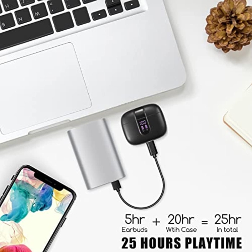 Wireless Earbuds Bluetooth Earbuds Touch Control in-Ear Stereo Audio Noise Cancelling with LED Charging Case Waterproof Earbuds for iPhone/Android