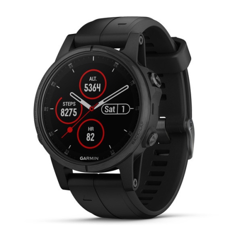 Garmin fenix 5S Plus Sapphire Edition Multi-Sport Training GPS Watch 42mm, Black with Black Band 010-01987-02