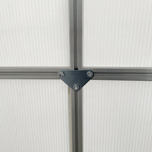 Outsunny 6' x 6' x 6.5' Polycarbonate Greenhouse, Walk-in Green House with Adjustable Roof Vent, Galvanized Base, Sliding Door and Rain Gutter for