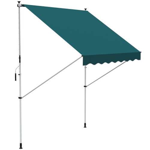 OUTSUNNY  6.6'x5' Manual Retractable Patio Awning Window Door Sun Shade Deck Canopy Shelter Water Resistant Uv Protector In Green