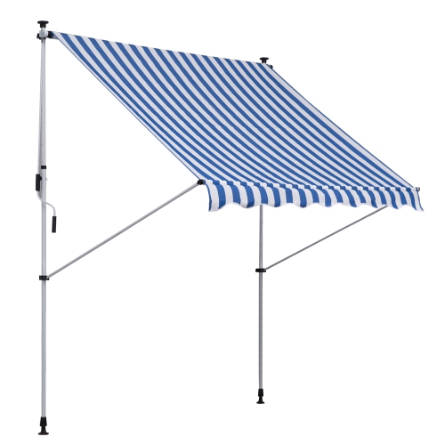 OUTSUNNY  6.6'x5' Manual Retractable Patio Awning Window Door Sun Shade Deck Canopy Shelter Water Resistant Uv Protector In Blue