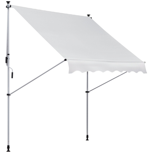 OUTSUNNY  6.6'x5' Manual Retractable Patio Awning Window Door Sun Shade Deck Canopy Shelter Water Resistant Uv Protector In White