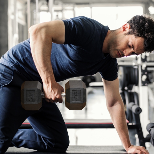 Soozier 40lbs Rubber Hex Dumbbells Weight Dumbbell Hand Weight Barbell for Body Fitness Training for Home Office Gym, Black