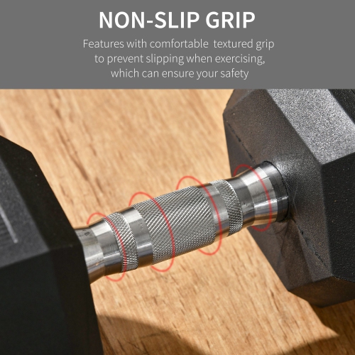 Soozier 40lbs Rubber Hex Dumbbells Weight Dumbbell Hand Weight Barbell for Body Fitness Training for Home Office Gym, Black