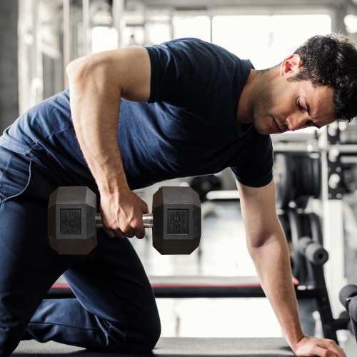 Soozier 35lbs Rubber Hex Dumbbells Weight Dumbbell Hand Weight Barbell for Body Fitness Training for Home Office Gym, Black