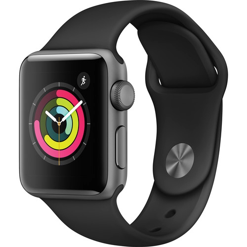 Apple Watch Series 3 38mm - GPS Only Space Gray Aluminum Case Black Sport  Band