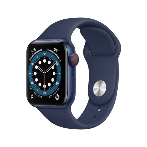 Apple Watch Series 6 (GPS + Cellular, 40mm) - Blue Aluminum Case with Deep  Navy Sport Band