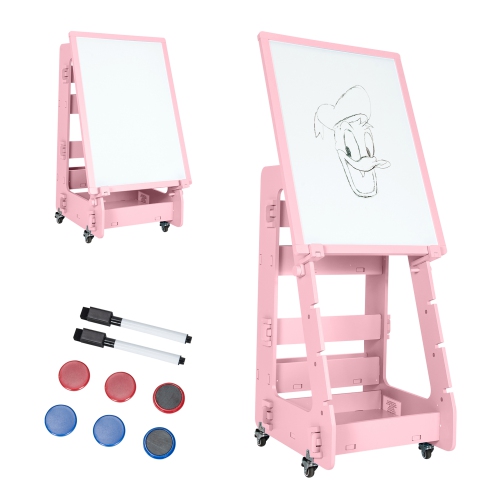 Gymax Kids' Standing Art Easel DryErase Board Double Sided Chalkboard