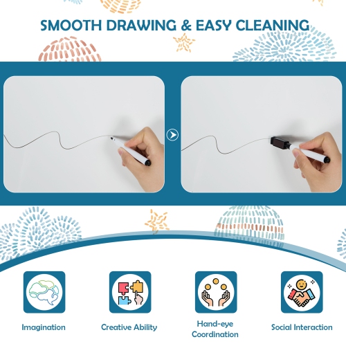 Gymax Kids' Standing Art Easel Dry-Erase Board Double Sided Chalkboard