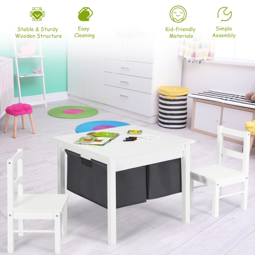 Gymax 2-in-1 Kids Activity Table & 2 Chairs Set w/Storage Building Block Table