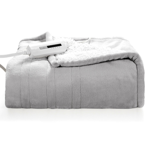 Gymax 60''x50'' Electric Heated Throw Blanket Flannel & Sherpa Double-sided Flush
