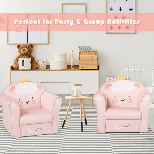 Gymax Kids Lamb Sofa Children Armrest Couch Upholstered Chair Toddler Furniture Gift
