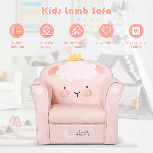 Gymax Kids Lamb Sofa Children Armrest Couch Upholstered Chair Toddler Furniture Gift