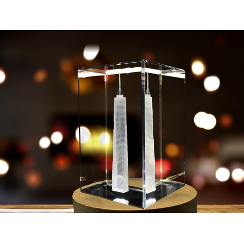 One World Trade Center 3D Engraved Crystal Keepsake Souvenir