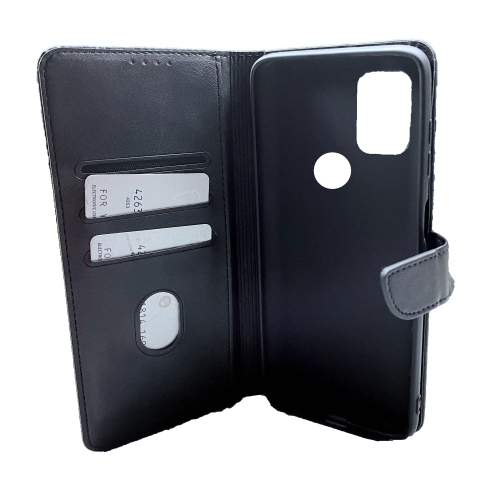 TopSave Leather Folio Flip Wallet w/Magnetic Clip Card Slot Holder Case For Motorola Moto G Pure 6.5", Black