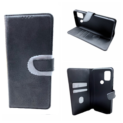 TopSave Leather Folio Flip Wallet w/Magnetic Clip Card Slot Holder Case For Motorola Moto G Pure 6.5", Black