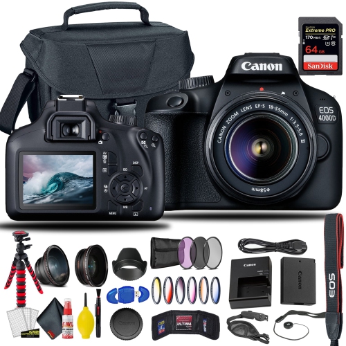 Canon EOS 4000D / Rebel T100 DSLR Camera With 18-55mm Lens Tripod Bundle