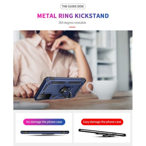 XCRS Dual-Layer Slim Design Armor Protection Cover, Built-in Magnetic Ring, 360 ° Rotating Kickstand for Hands-Free View, Drop Protection Case for