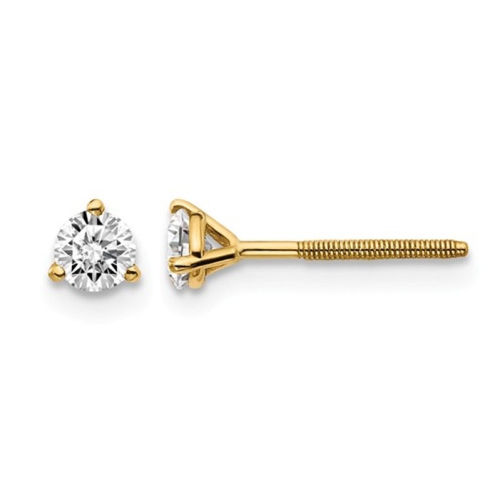 GEM AND HARMONY  1/3 Carat (Ctw Vs2-Si1, D-E-F) Lab Grown Diamond Solitaire Stud Earrings In 14K Gold With Screwbacks In Yellow