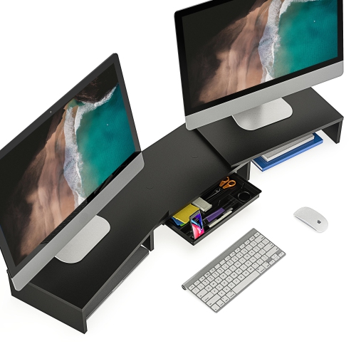 FITUEYES Dual Monitor Stand with Pull 