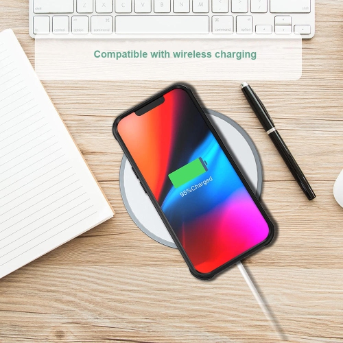 Hard PC and TPU Phone Case with Sliding Camera Protection for iPhone 13 6.1 inch with wireless charging -Champagne