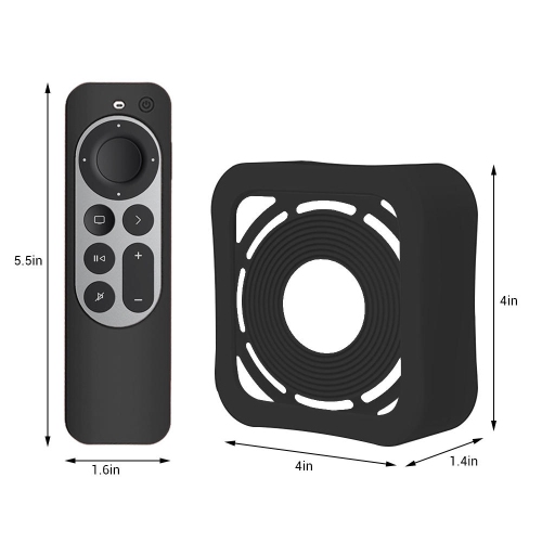 Silicone Remote Case and TV Box Case for Apple TV 4K/Apple TV HD, Black