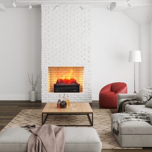 Topbuy 23" Electric Fireplace Log Heater Portable Realistic Ember Bed Fireplace Insert w/ Adjustable Brightness & Temperature