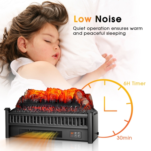 Topbuy 23" Electric Fireplace Log Heater Portable Realistic Ember Bed Fireplace Insert w/ Adjustable Brightness & Temperature