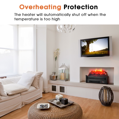 Topbuy 23" Electric Fireplace Log Heater Portable Realistic Ember Bed Fireplace Insert w/ Adjustable Brightness & Temperature
