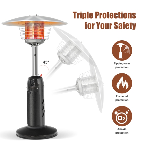 Topbuy 11,000BTU Portable Patio Tabletop Heater Outdoor Propane Gas Heater W/ Weighted Base
