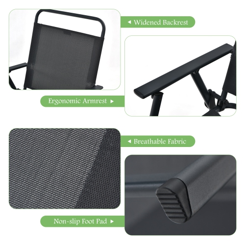 Patiojoy 6-Piece Patio Garden Table Set Outdoor Folding Chairs & Glass Table Set w/ Umbrella Grey