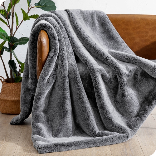 BARE HOME  Faux Fur Blanket - Ultra-Soft Blanket - Luxurious Fuzzy Warm Blanket - Cozy Lightweight Soft Blanket