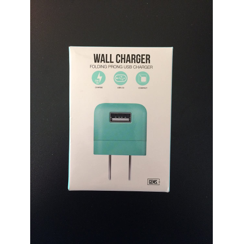 GEMS  1A/5W Foldable USB Wall Charger - In Green Blue