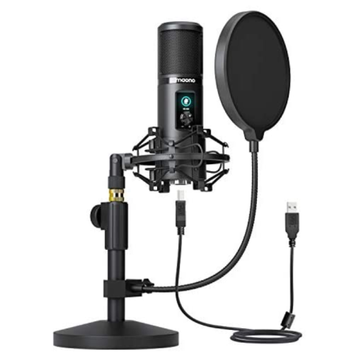 Microphone condensateur USB professionnel avec stand MAONO AU-PM421 - Noir