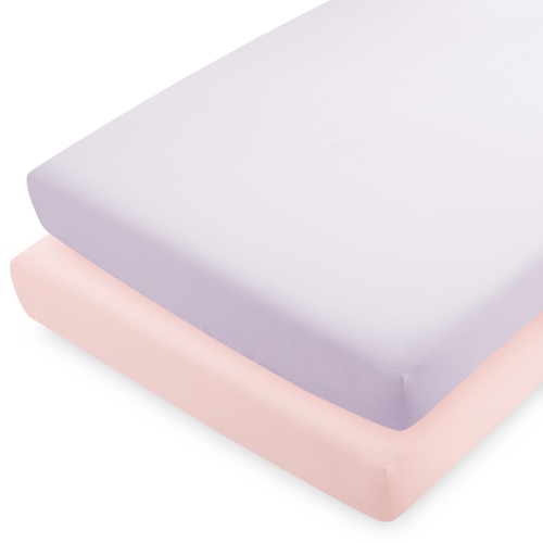 BARE HOME  Crib Microfiber Fitted Bottom Sheets - 2 And 3 Pack (Crib - 2 Pack Slipper/lilac) In Pink