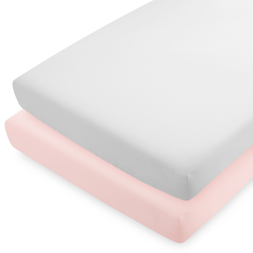 BARE HOME  Crib Microfiber Fitted Bottom Sheets - 2 And 3 Pack (Crib - 2 Pack Slipper/cloud Grey) In Pink