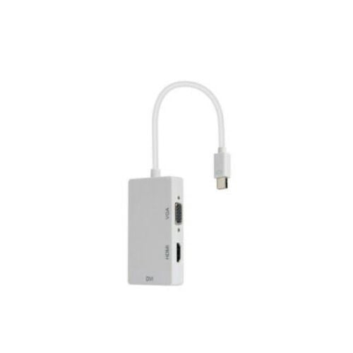 3 In 1 Mini DisplayPort DP Thunderbolt to DVI VGA HDMI Adapter Cable For MacBook