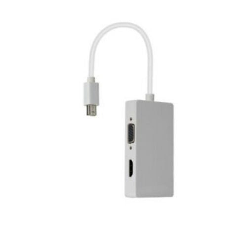 3 In 1 Mini DisplayPort DP Thunderbolt to DVI VGA HDMI Adapter Cable For MacBook