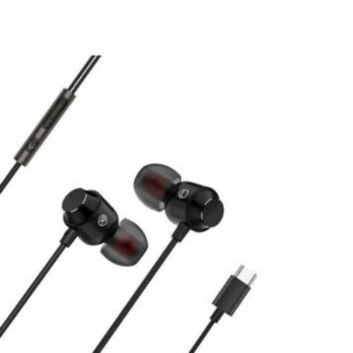 Écouteurs boutons de type C avec commandes de volume et micro USB-C.