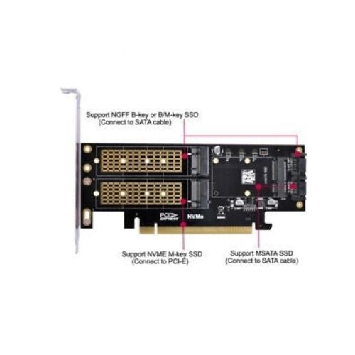 PCI Express PCI-E 3.0 Dual SATA to NGFF NVME MSATA M-Key B/M-Key Adapter 3in1