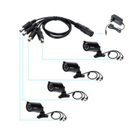DC Power Splitter Cable Cord Adapter 1 Female to 4 Male CCTV Security Camera DVR