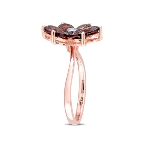 3.00 Carat Garnet Flower Ring in 10K Rose Pink Gold