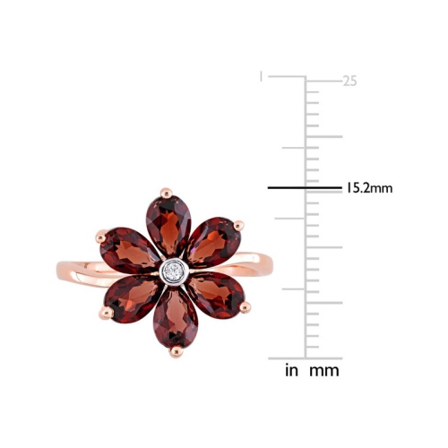 3.00 Carat Garnet Flower Ring in 10K Rose Pink Gold