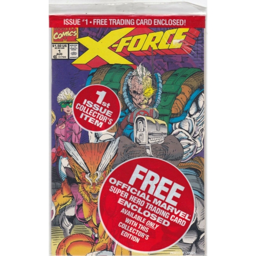 Lot of 5 Collector's Edition Marvel X-FORCE #1 Comic Books with 5 different Trading Cards