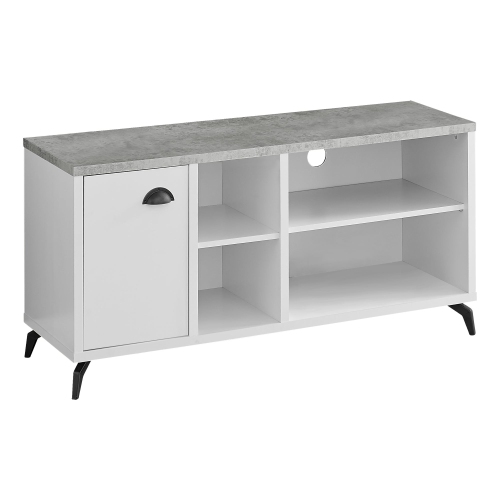 Monarch Specialties I 2840 TV Stand 48"L White Grey Cement-look Top