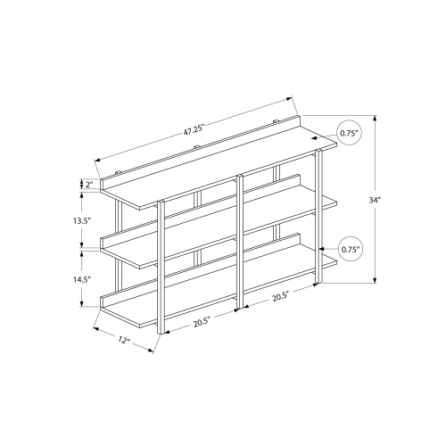 Monarch Specialties I 2220 Accent Table 48"L Black Marble Black Metal Console