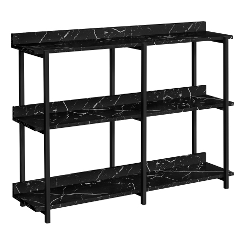 Monarch Specialties I 2220 Accent Table 48"L Black Marble Black Metal Console